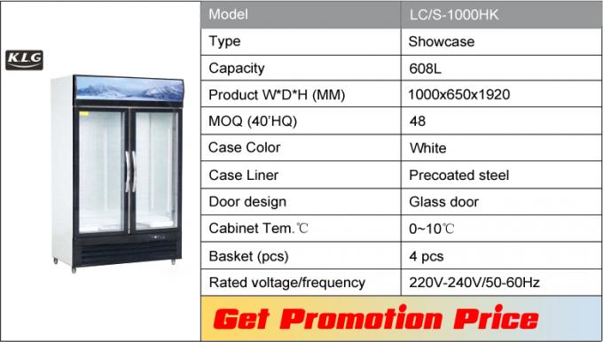 LC/S 1000HK used glass door display freezers drink cake drug fridge Upright Commercial Double Glass Door cooler